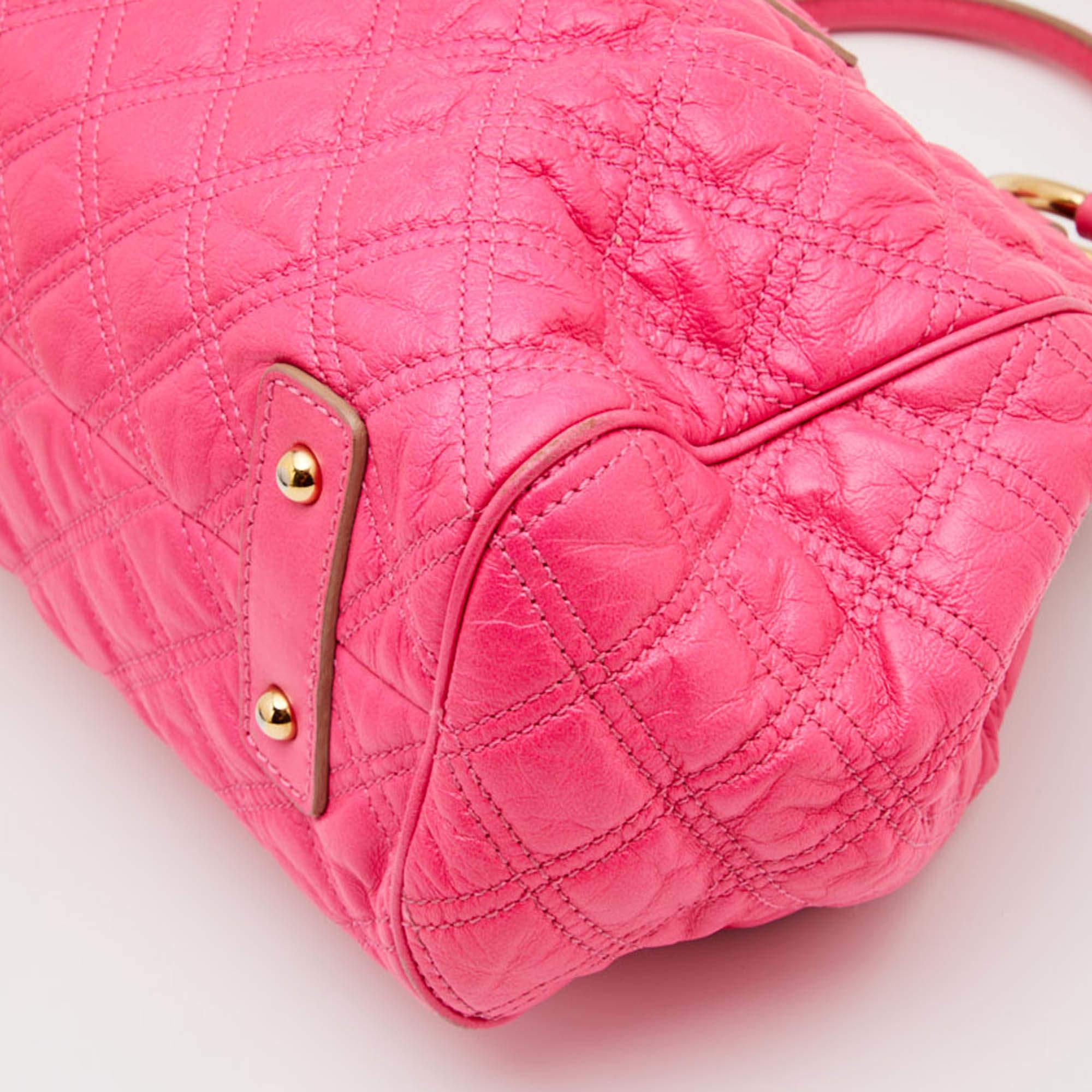 Marc Jacobs Neon Pink Quilted Leather Stam Satchel 10