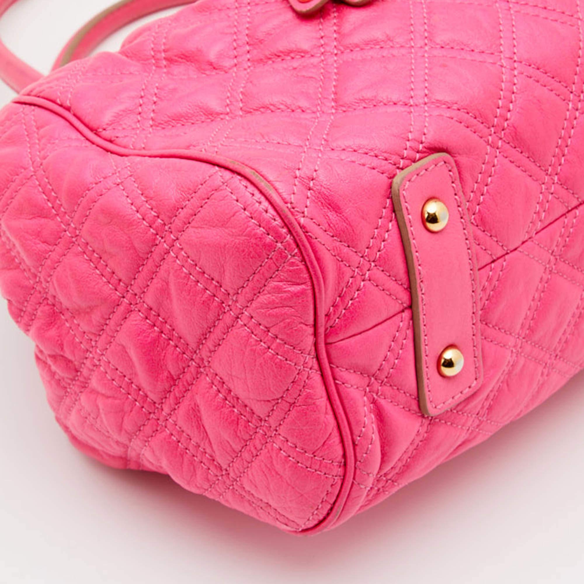 Marc Jacobs Neon Pink Quilted Leather Stam Satchel 11