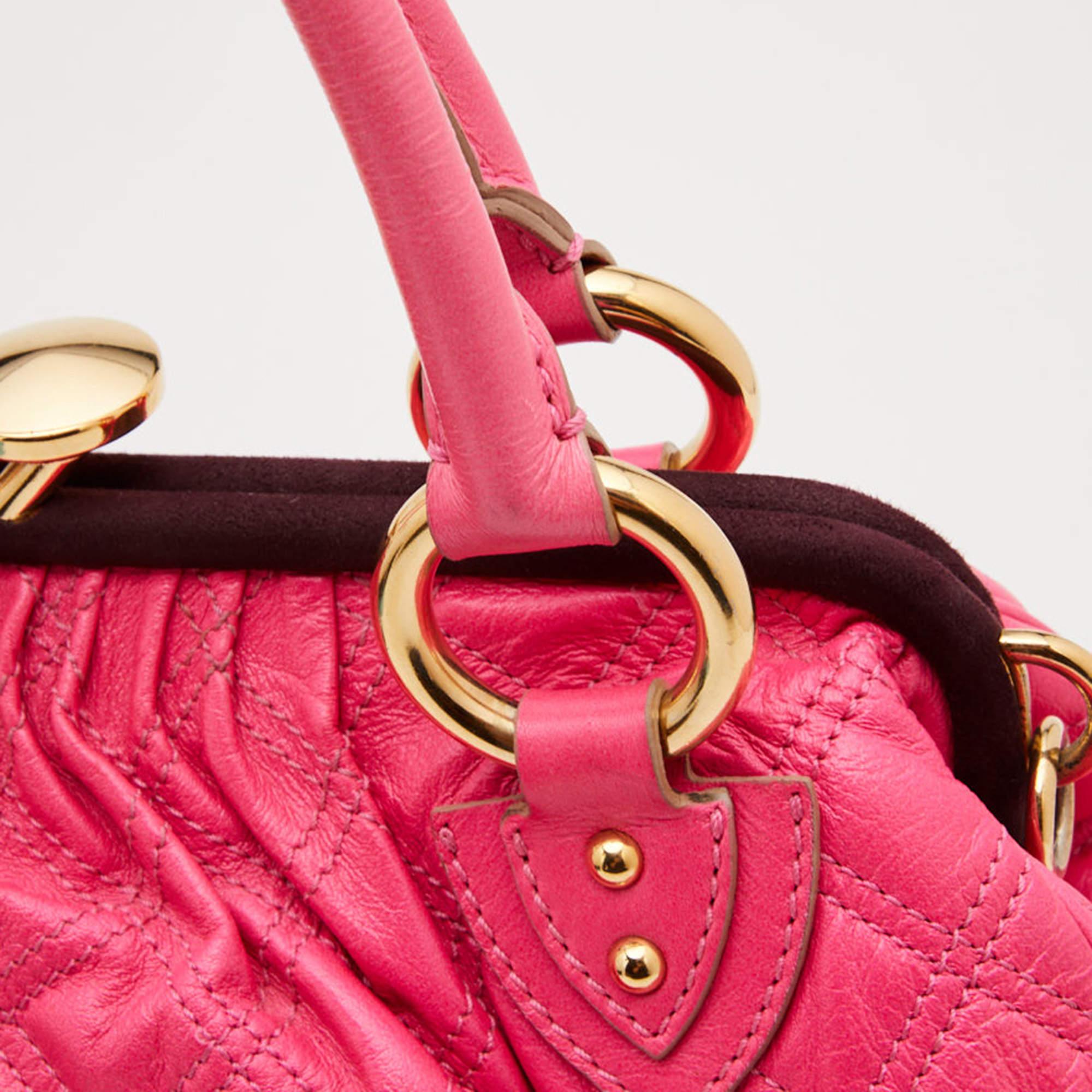 Marc Jacobs Neon Pink Quilted Leather Stam Satchel 2