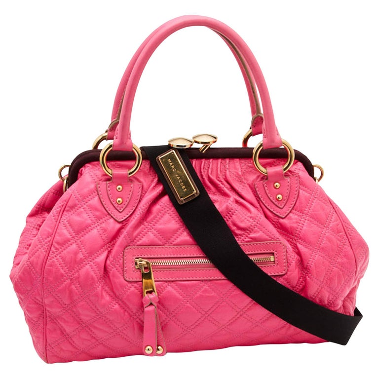 Marc Jacobs Neon Pink Quilted Leather Stam Satchel For Sale at 1stDibs