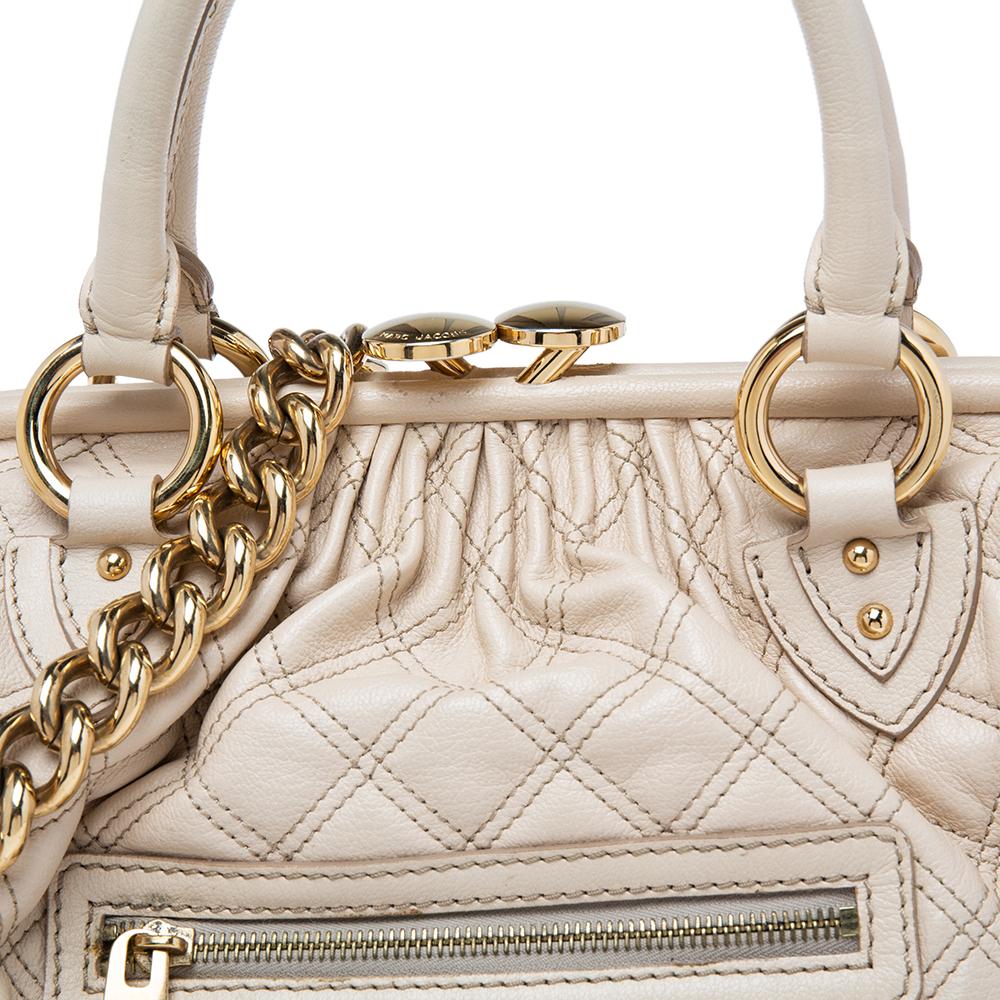 Marc Jacobs Off White Quilted Leather Stam Satchel 6