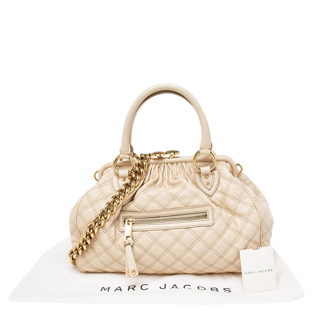Marc Jacobs Off White Quilted Leather Stam Satchel 9