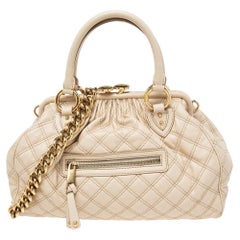Marc Jacobs Off White Quilted Leather Stam Satchel