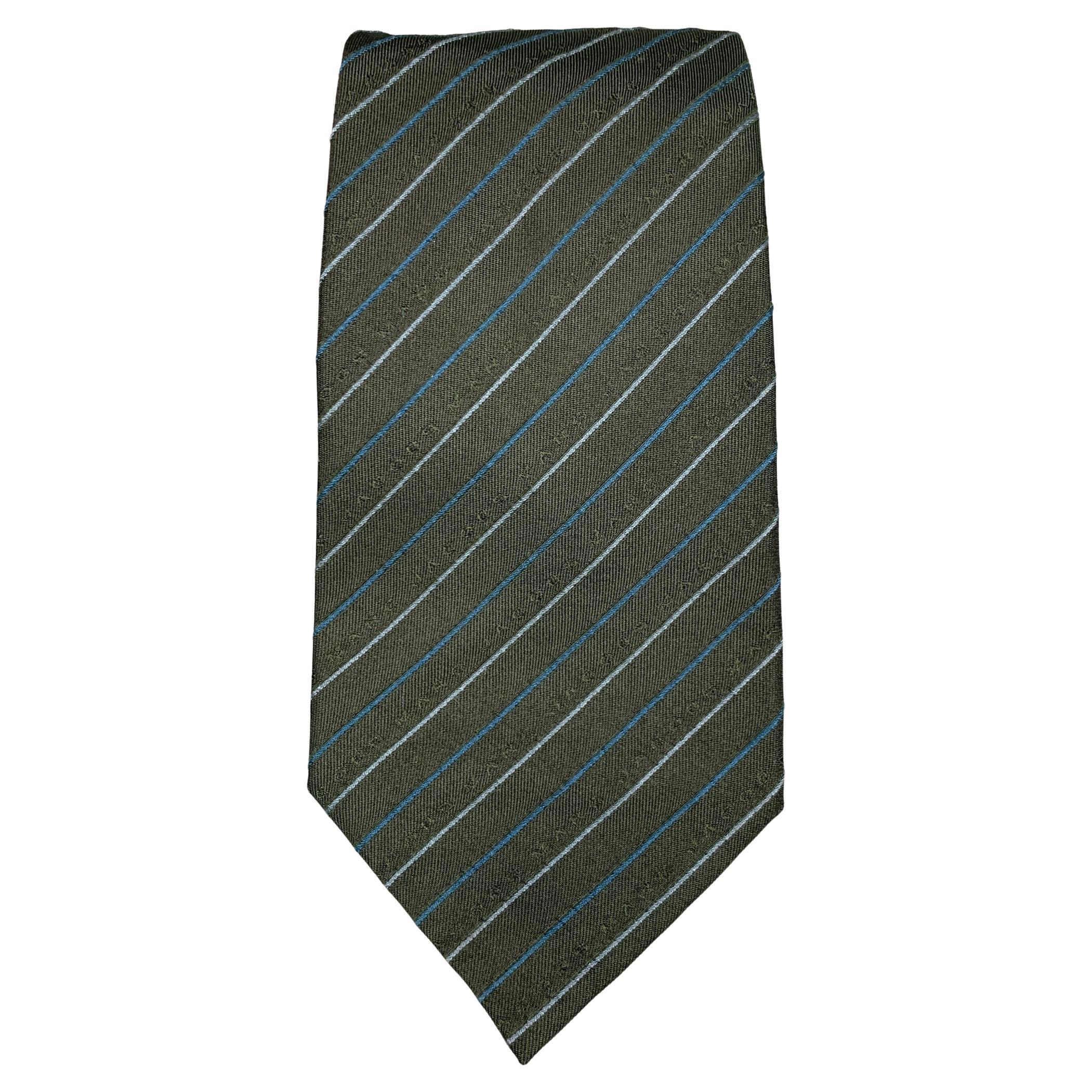 MARC JACOBS Olive Diagonal Stripe Silk Tie