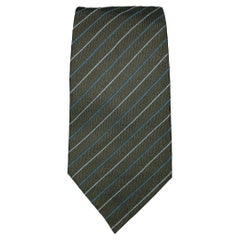 MARC JACOBS Olive Diagonal Stripe Silk Tie