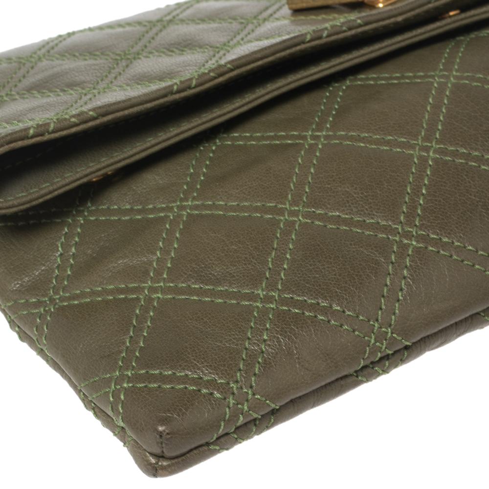 Marc Jacobs Olive Green Quilted Leather Eugenie Clutch 5