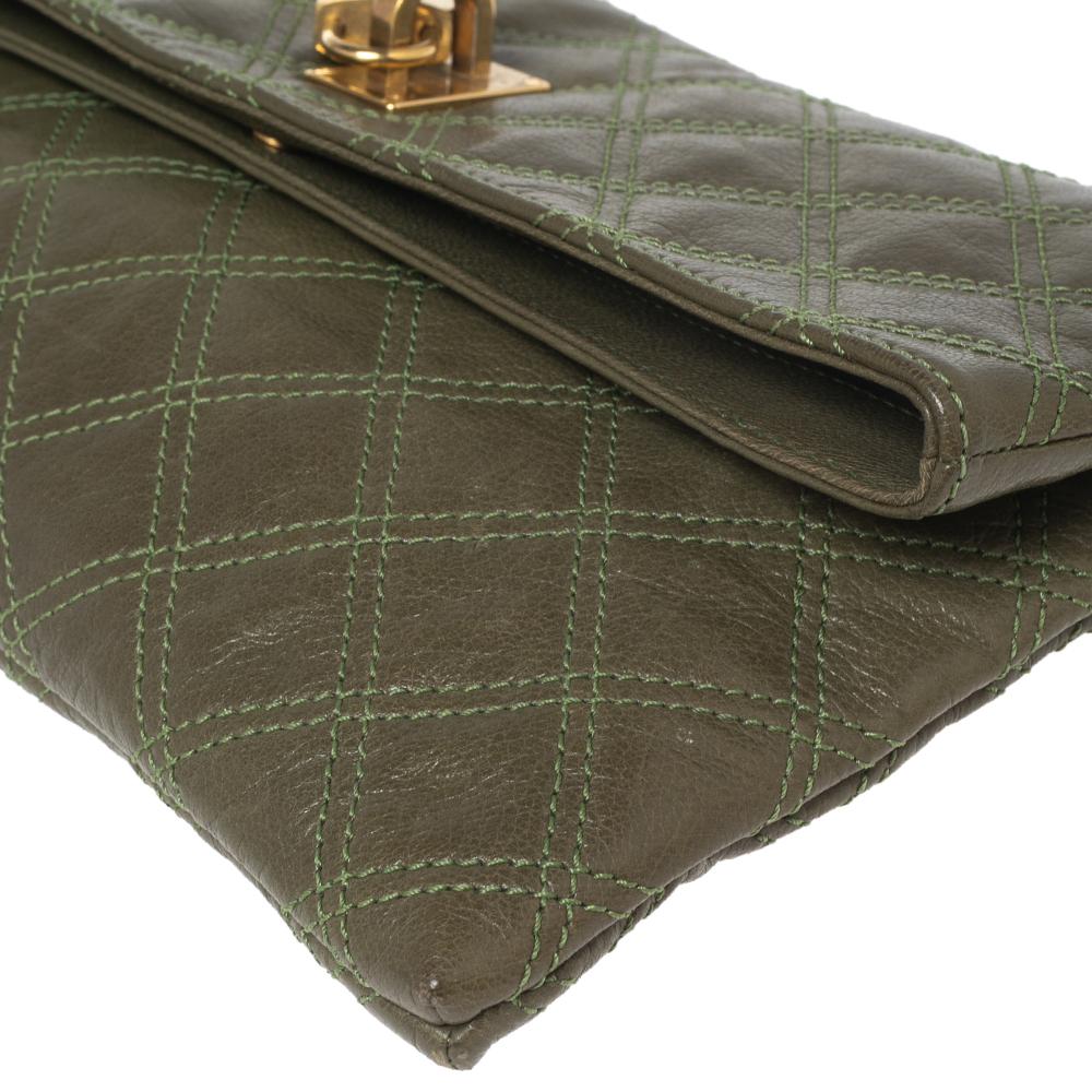 Marc Jacobs Olive Green Quilted Leather Eugenie Clutch 2