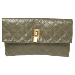 Marc Jacobs Olive Green Quilted Leather Eugenie Clutch
