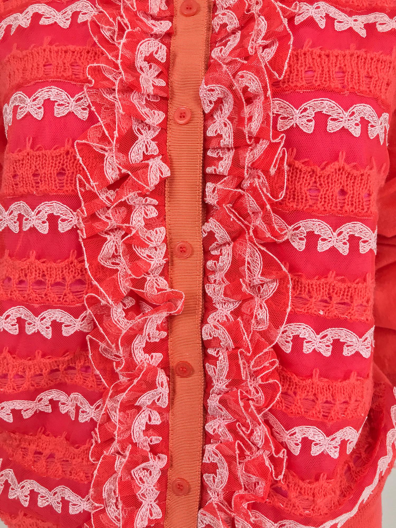 Red Marc Jacobs Orange Knit Collage Cardigan Sweater M For Sale