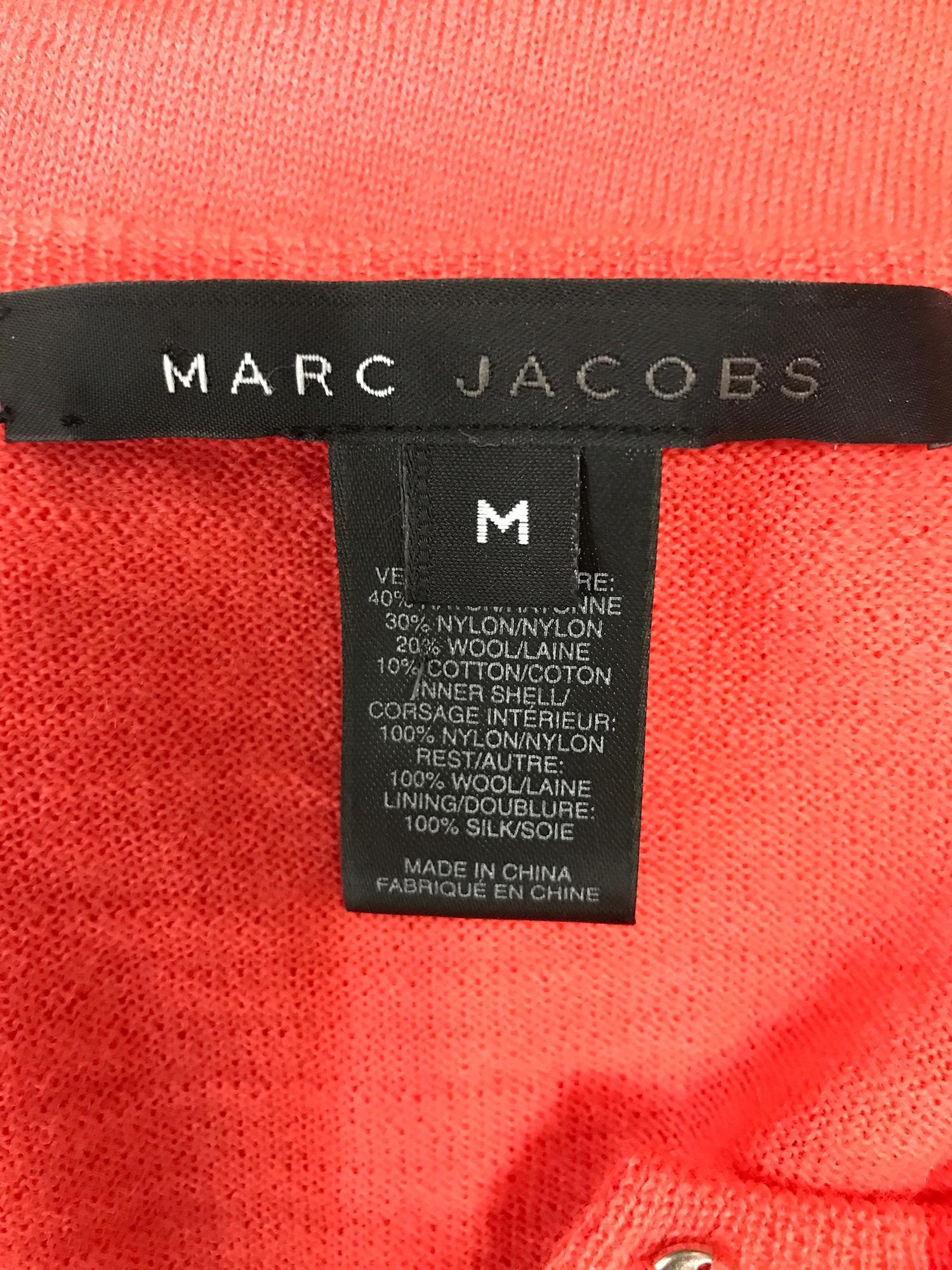 Marc Jacobs - Cardigan à col en maille orange, taille M en vente 4