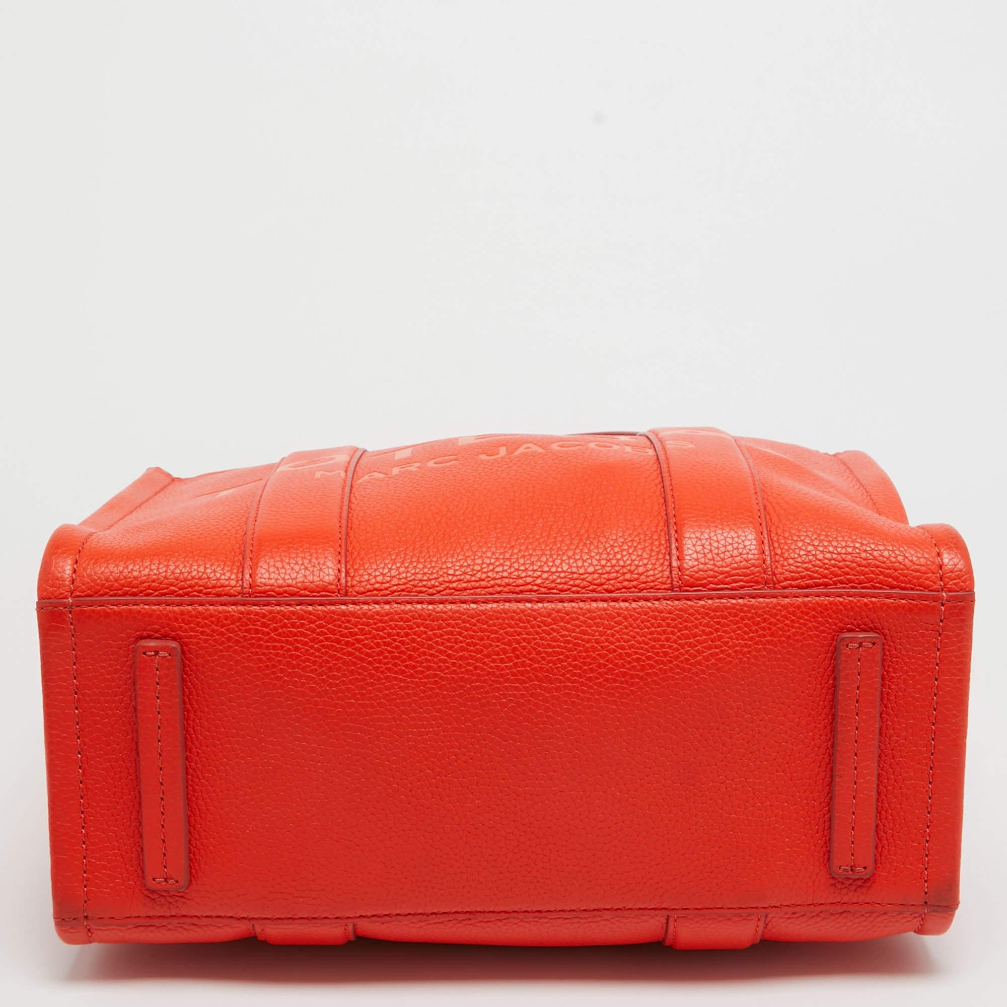 Marc Jacobs Orange Leather Medium The Tote Bag For Sale 2