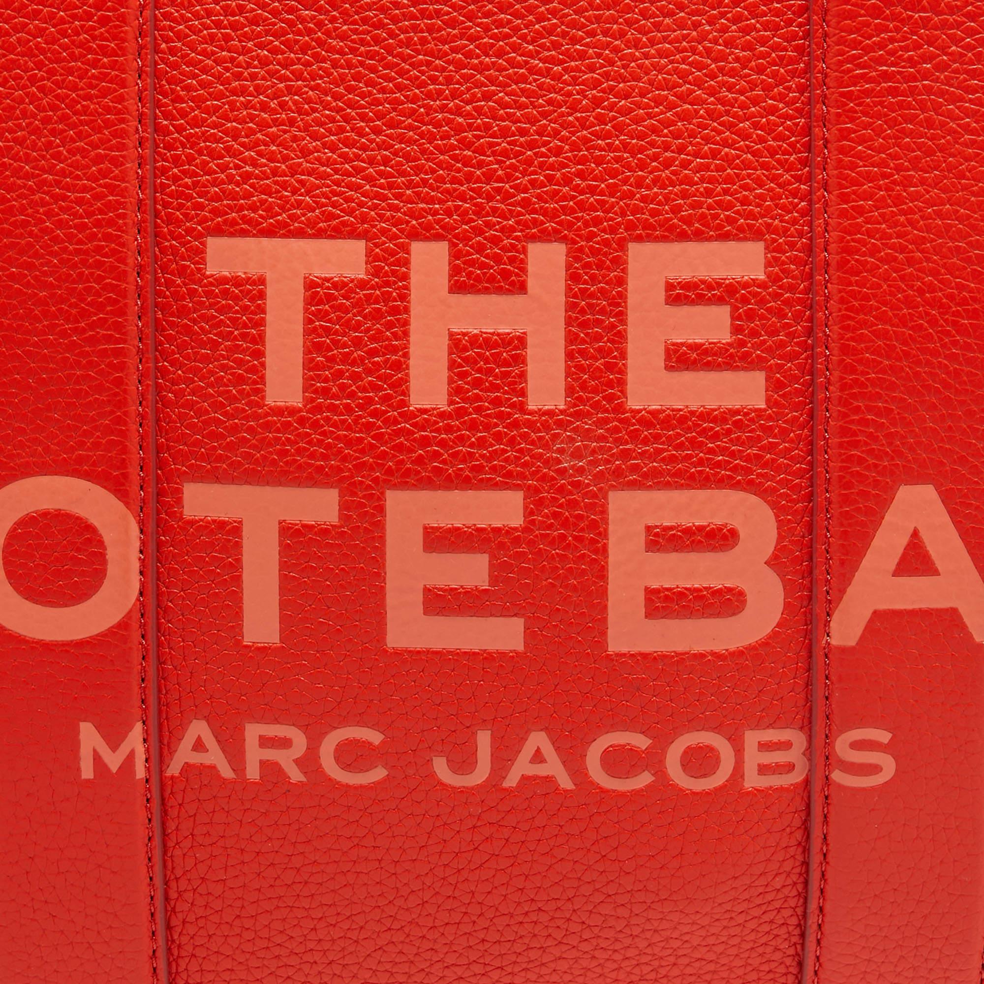 Marc Jacobs Orange Leather Medium The Tote Bag For Sale 4
