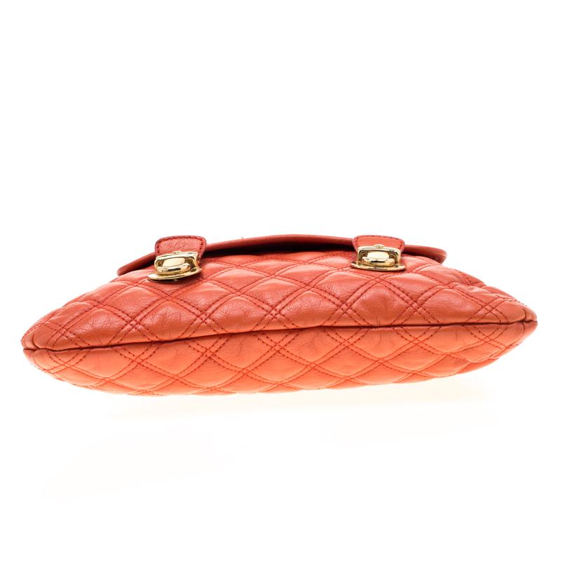 orange quilted purse