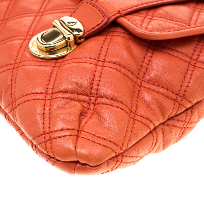 Women's Marc Jacobs Orange Quilted Leather Mary Shoulder Bag