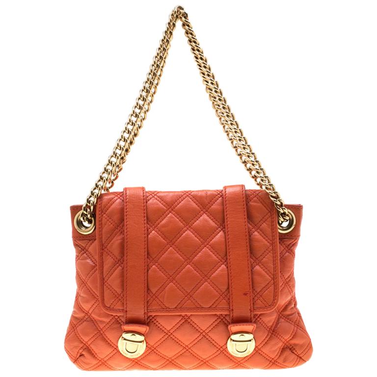 Marc Jacobs Orange Quilted Leather Mary Shoulder Bag For Sale at 1stDibs