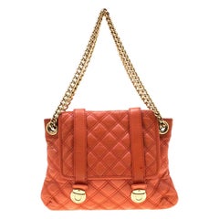 Marc Jacobs Orange Quilted Leather Mary Shoulder Bag