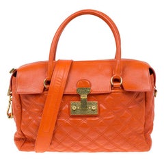 Marc Jacobs Orange Quilted Leather Rudi Satchel