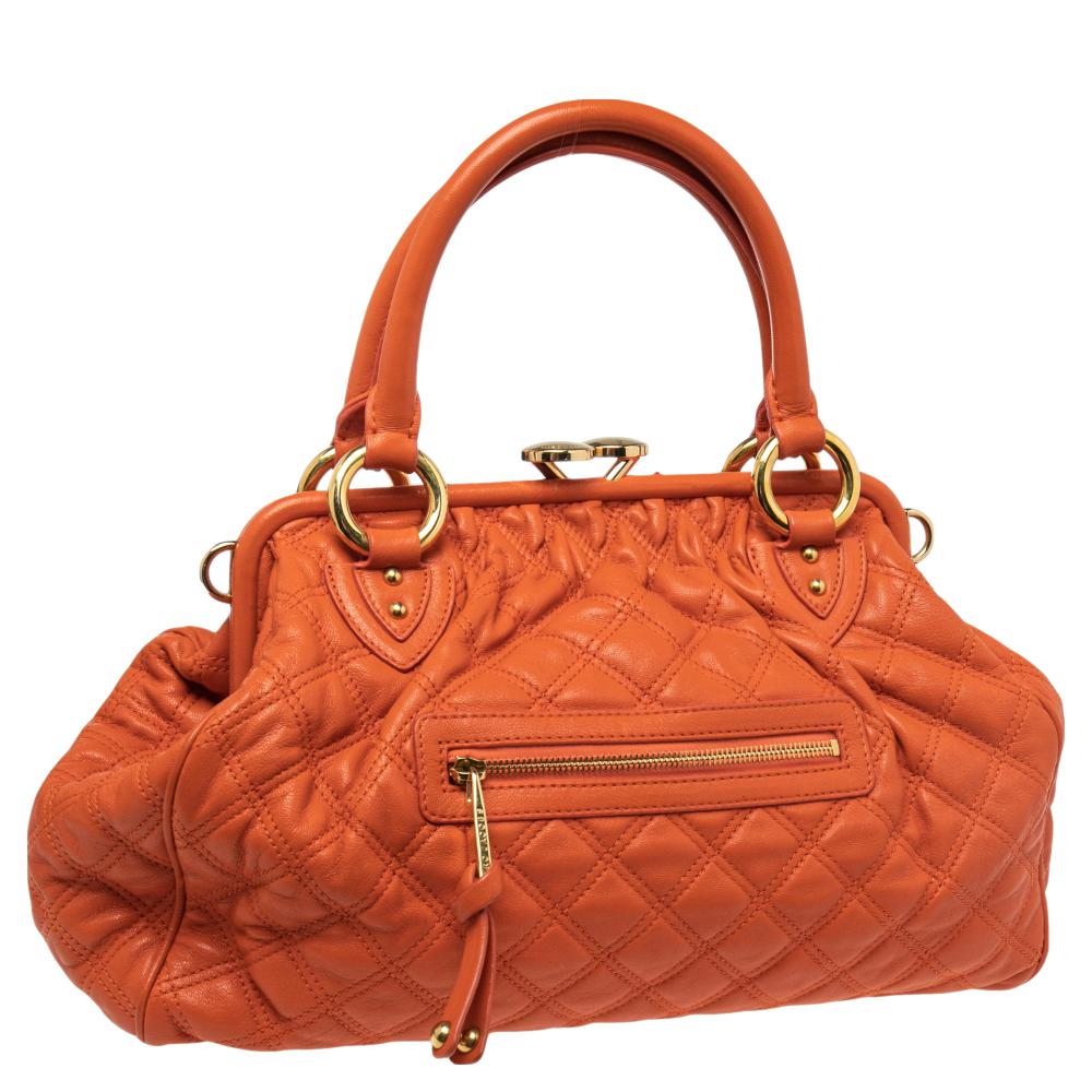 Marc Jacobs Orange Quilted Leather Stam Satchel 6