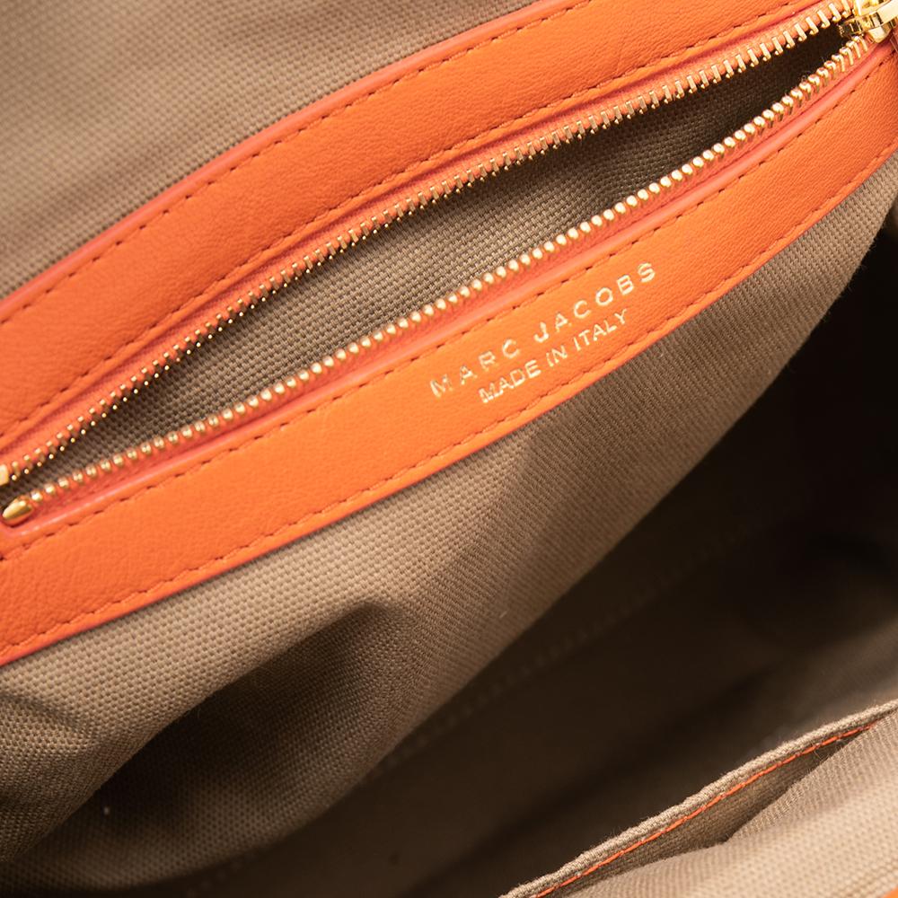 Marc Jacobs Orange Quilted Leather Stam Satchel In Good Condition In Dubai, Al Qouz 2