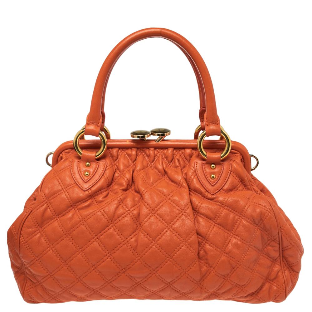 Marc Jacobs Orange Quilted Leather Stam Satchel 4
