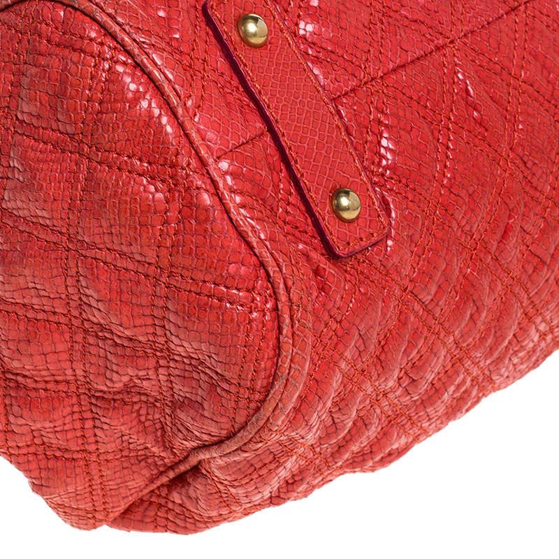 Marc Jacobs Orange Snake Skin Embossed Leather Stam Satchel For Sale 1