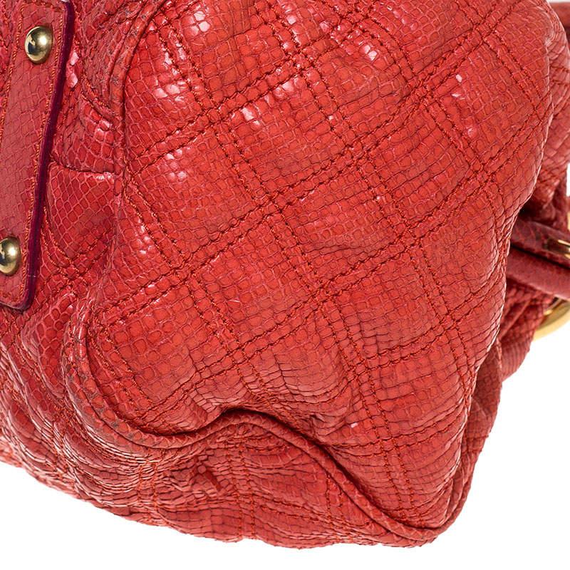 Marc Jacobs Orange Snake Skin Embossed Leather Stam Satchel For Sale 2
