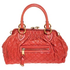 Used Marc Jacobs Orange Snake Skin Embossed Leather Stam Satchel