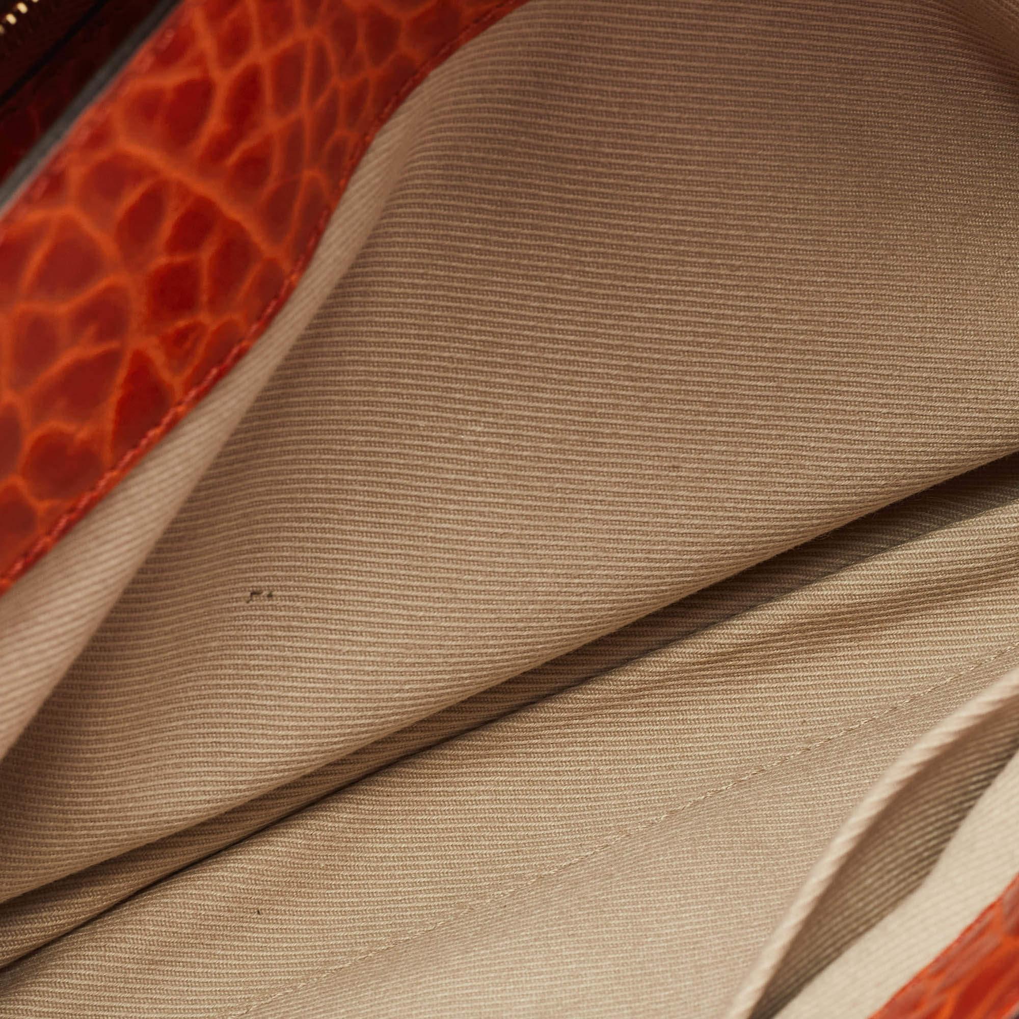 Marc Jacobs Orange Textured Leather Lock Flap Clutch For Sale 3