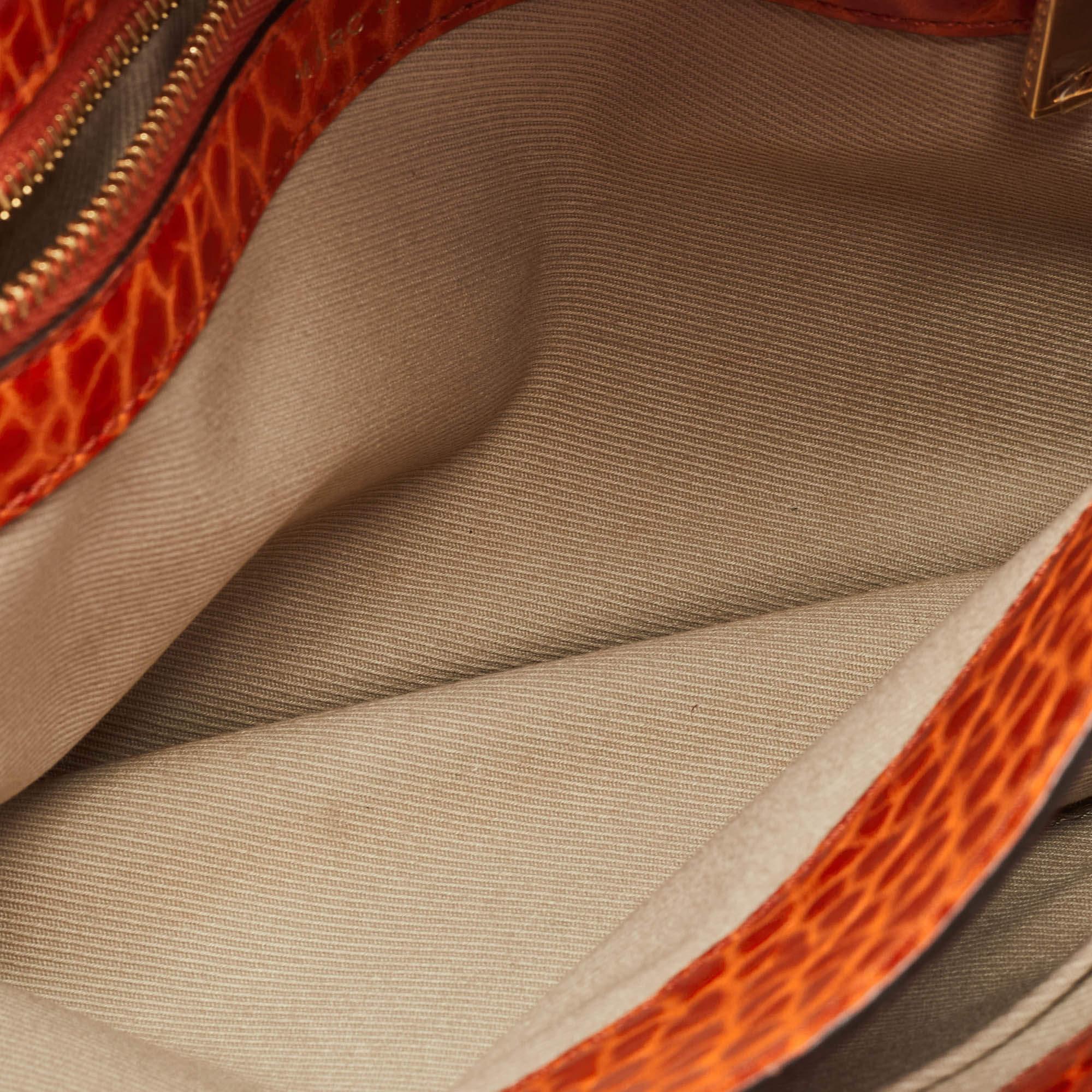 Marc Jacobs Orange Textured Leather Lock Flap Clutch For Sale 4