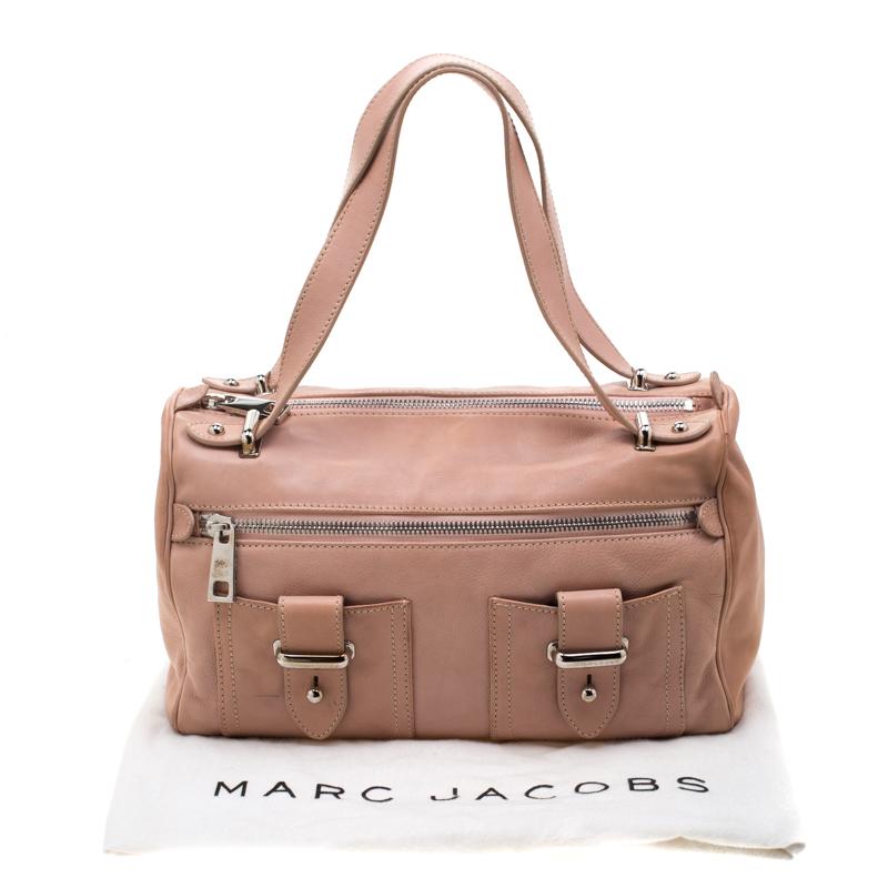 Marc Jacobs Peach Leather Double Buckle Pocket Boston Bag 3