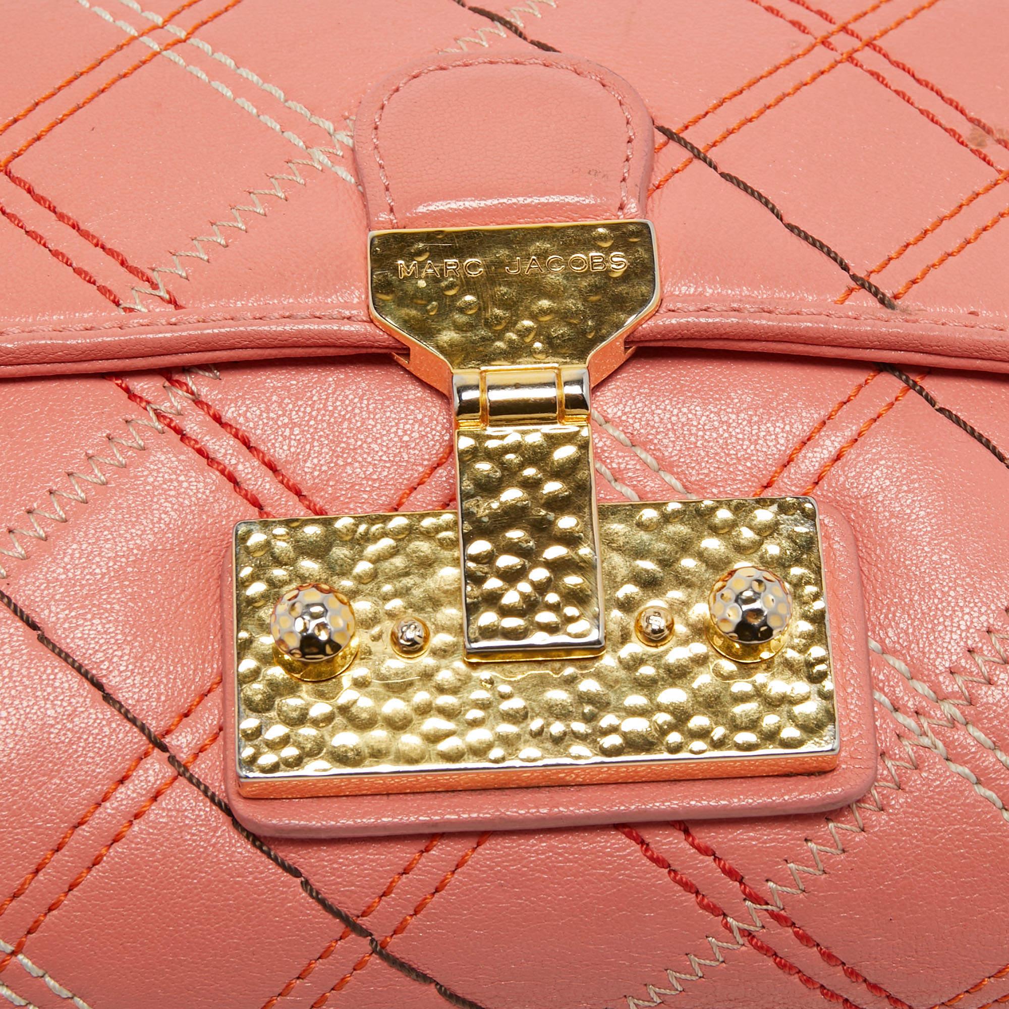 Women's Marc Jacobs Peach Quilted Leather Flap Crossbody Bag