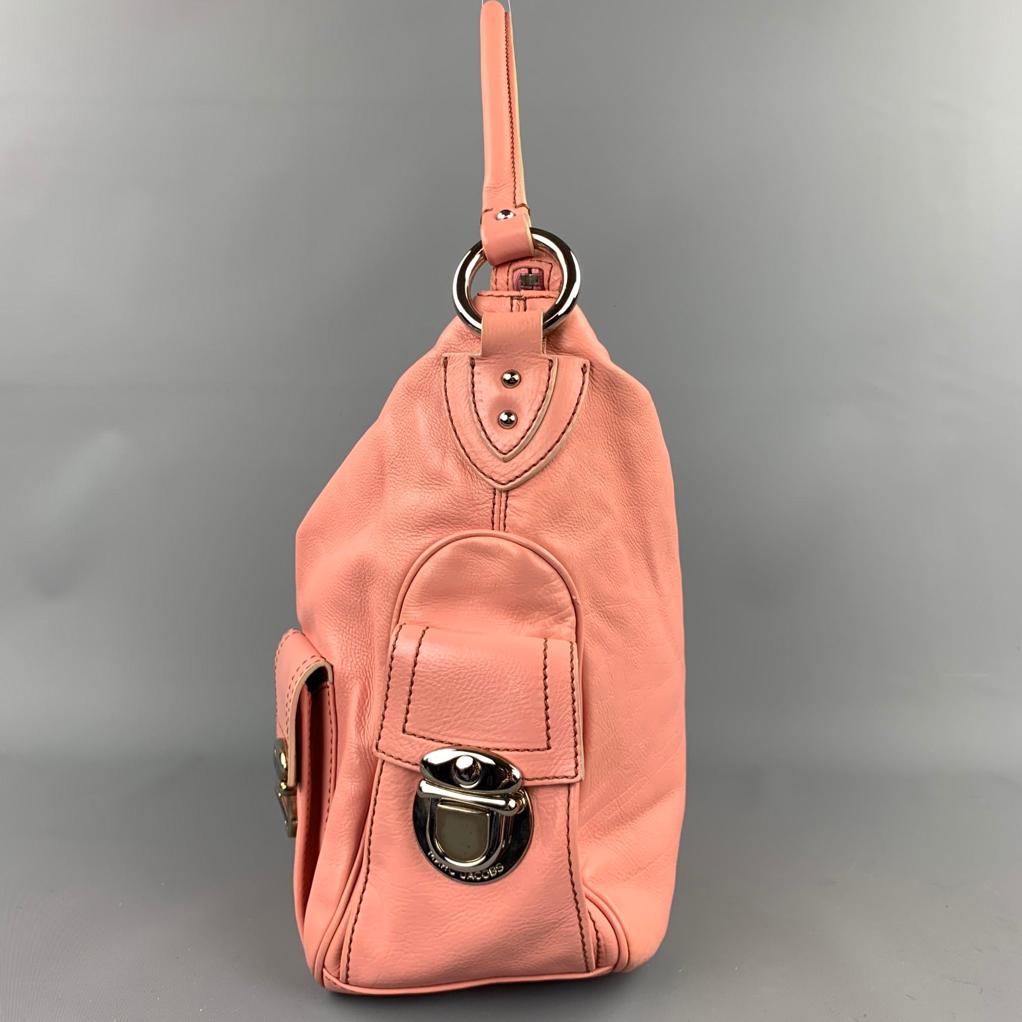 Women's MARC JACOBS Pink Contrast Stitch Leather Top Handles Handbag