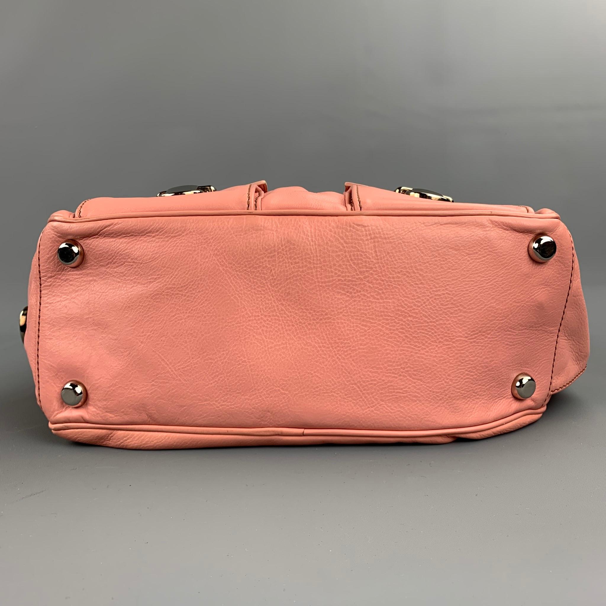 MARC JACOBS Pink Contrast Stitch Leather Top Handles Handbag 1