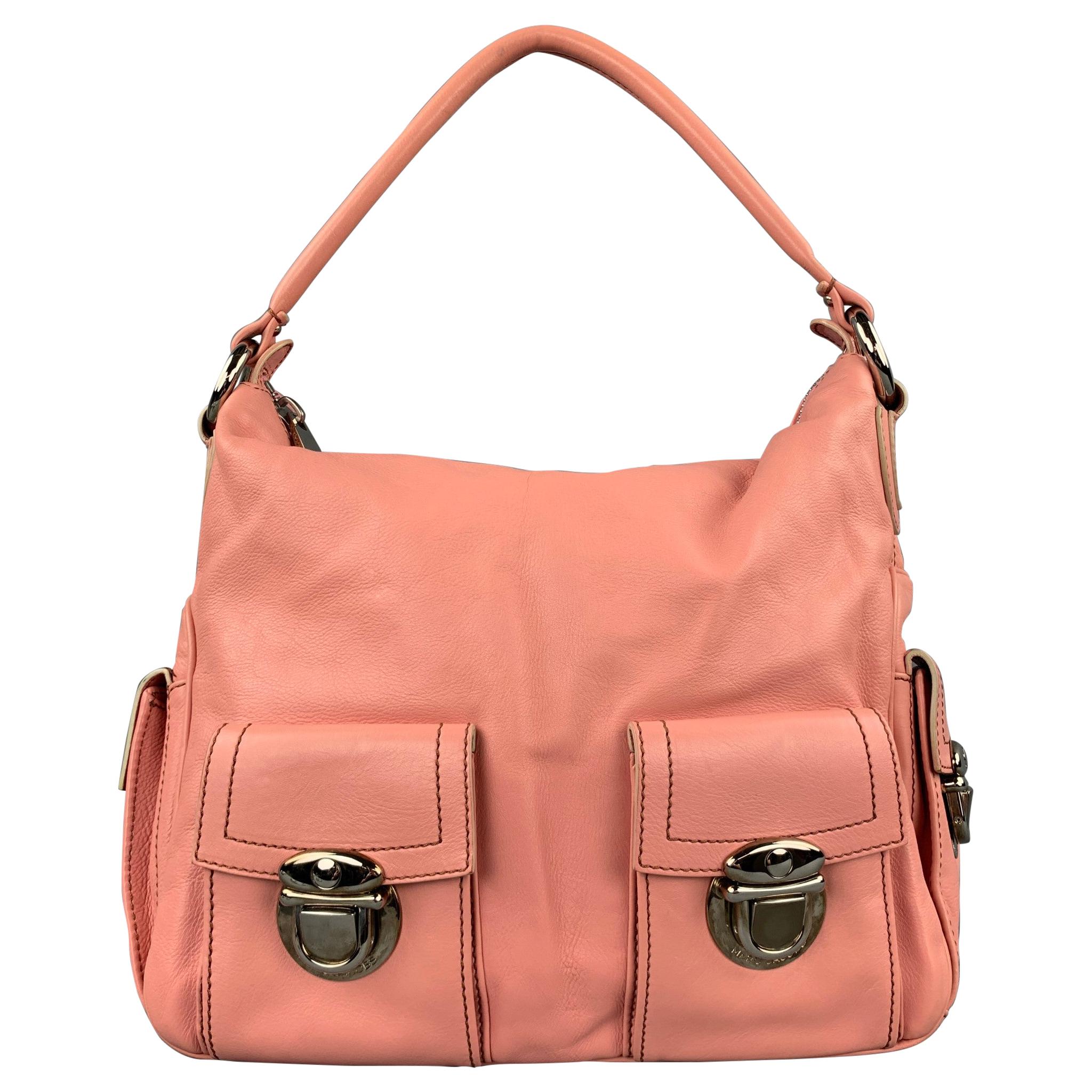 MARC JACOBS Pink Contrast Stitch Leather Top Handles Handbag