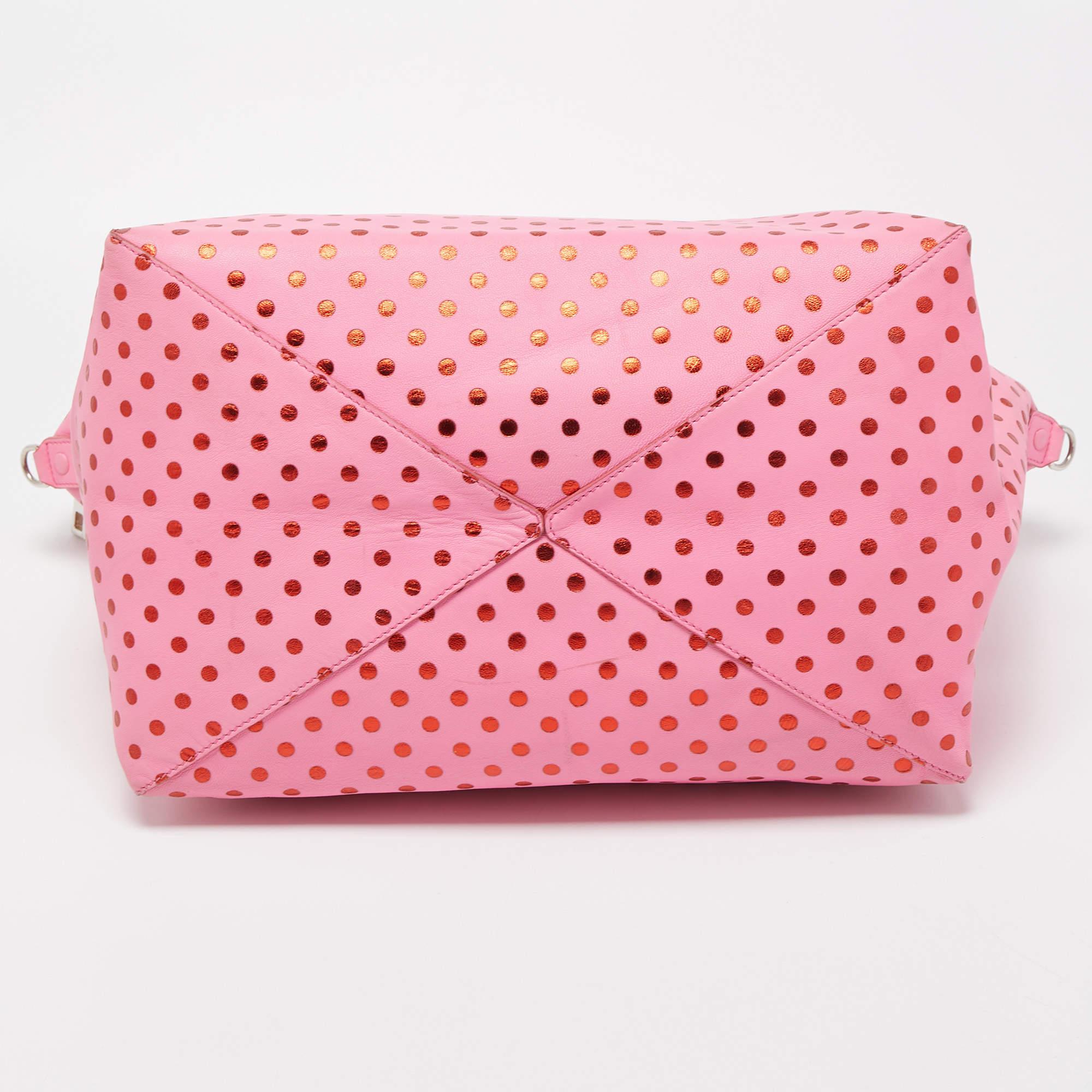 Marc Jacobs Pink Leather Polka Dot Zip Tote For Sale 1