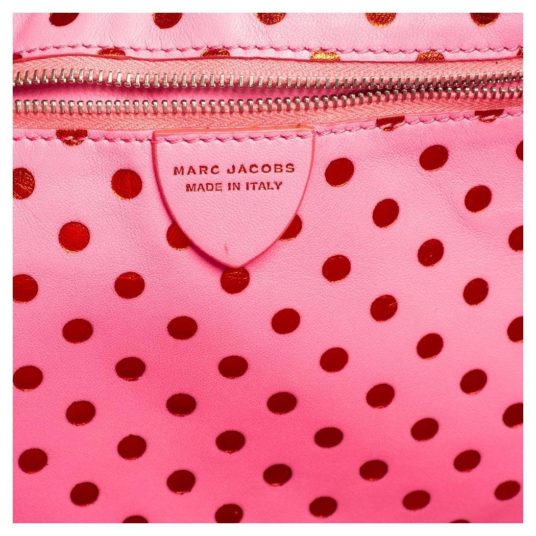 Women's Marc Jacobs Pink Leather Polka Dot Zip Tote