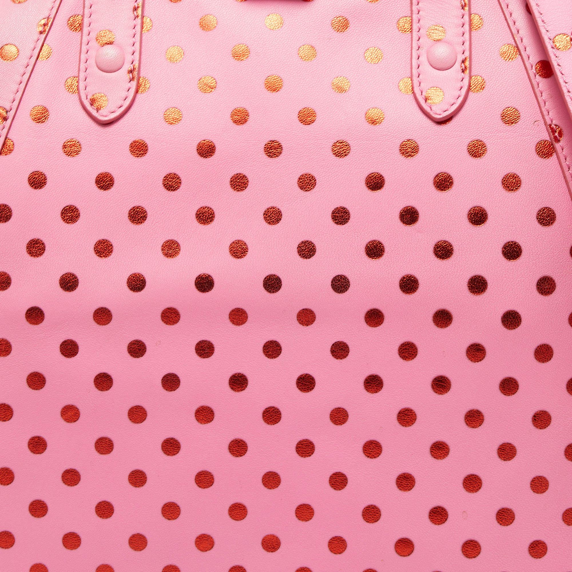 Marc Jacobs Pink Leather Polka Dot Zip Tote For Sale 4
