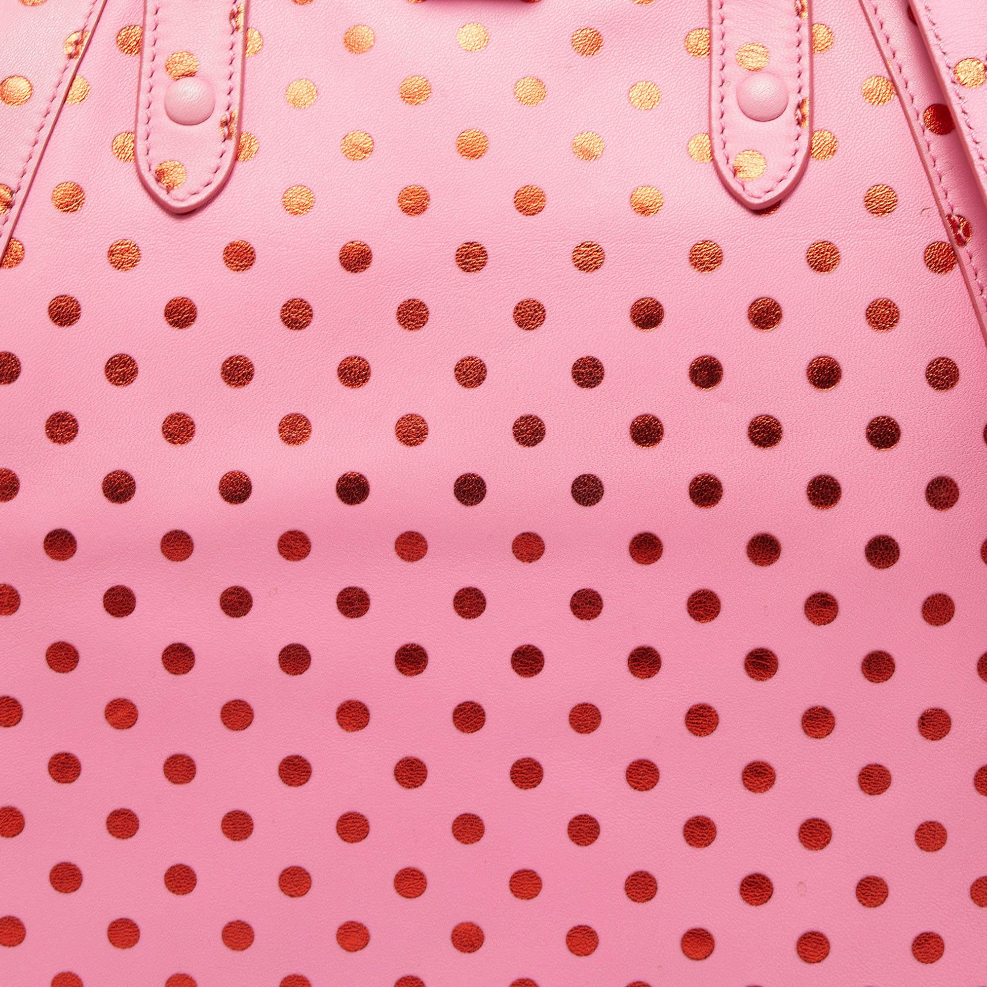 Marc Jacobs Fourre-tout zippé en cuir rose à pois en vente 3