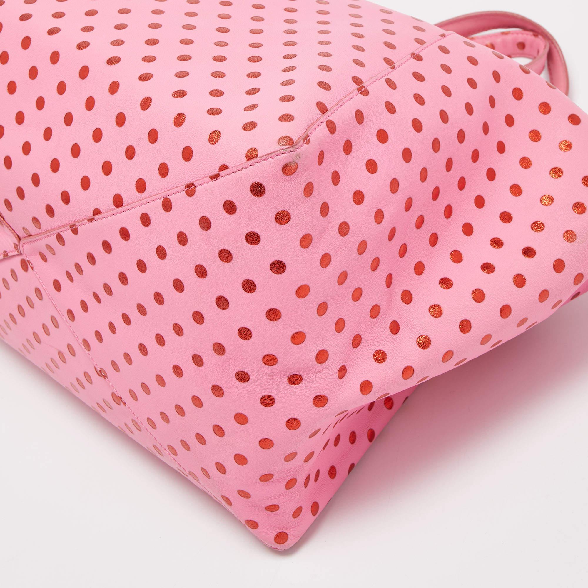 Marc Jacobs Pink Leather Polka Dot Zip Tote For Sale 5