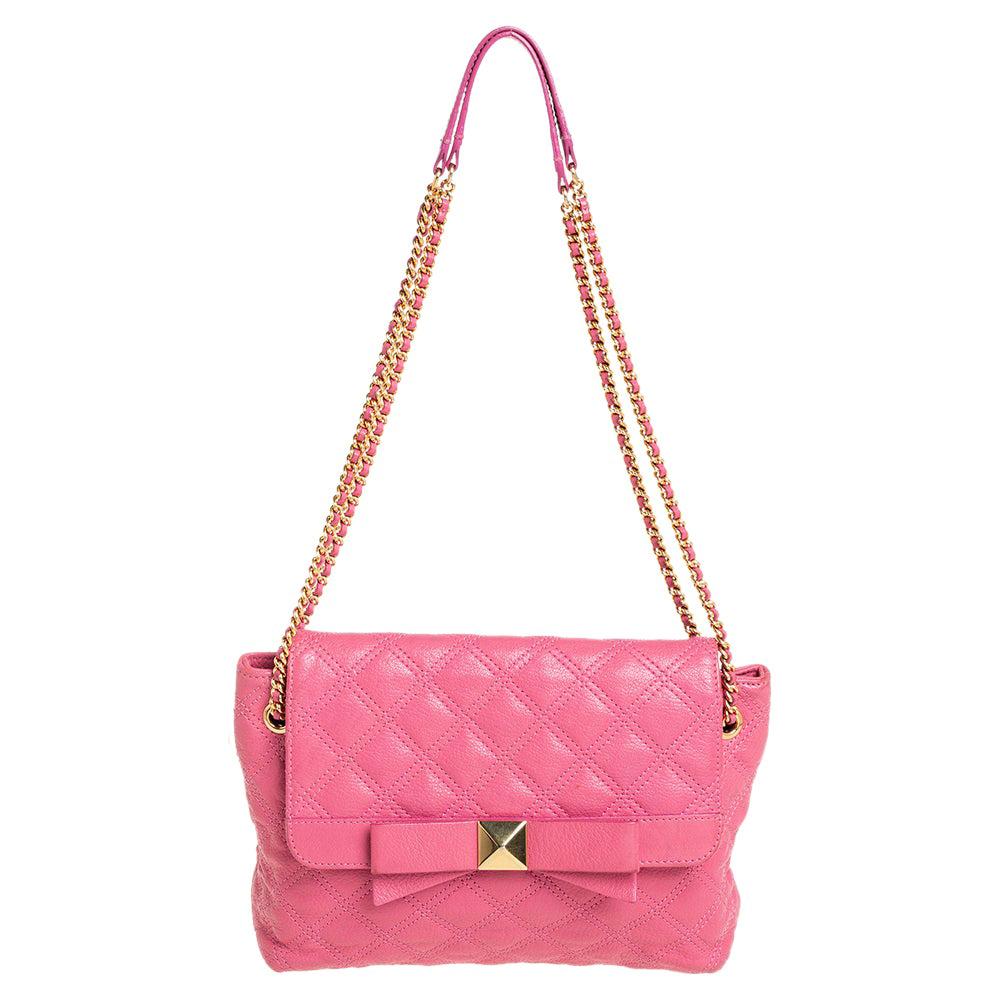 Marc Jacobs Pink Quilted Leather Bow Shoulder Bag