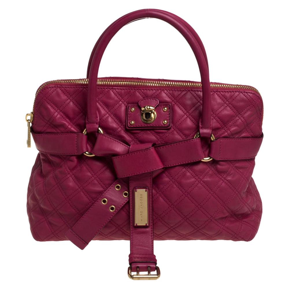 Marc Jacobs Pink Quilted Leather Bruna Bow Satchel