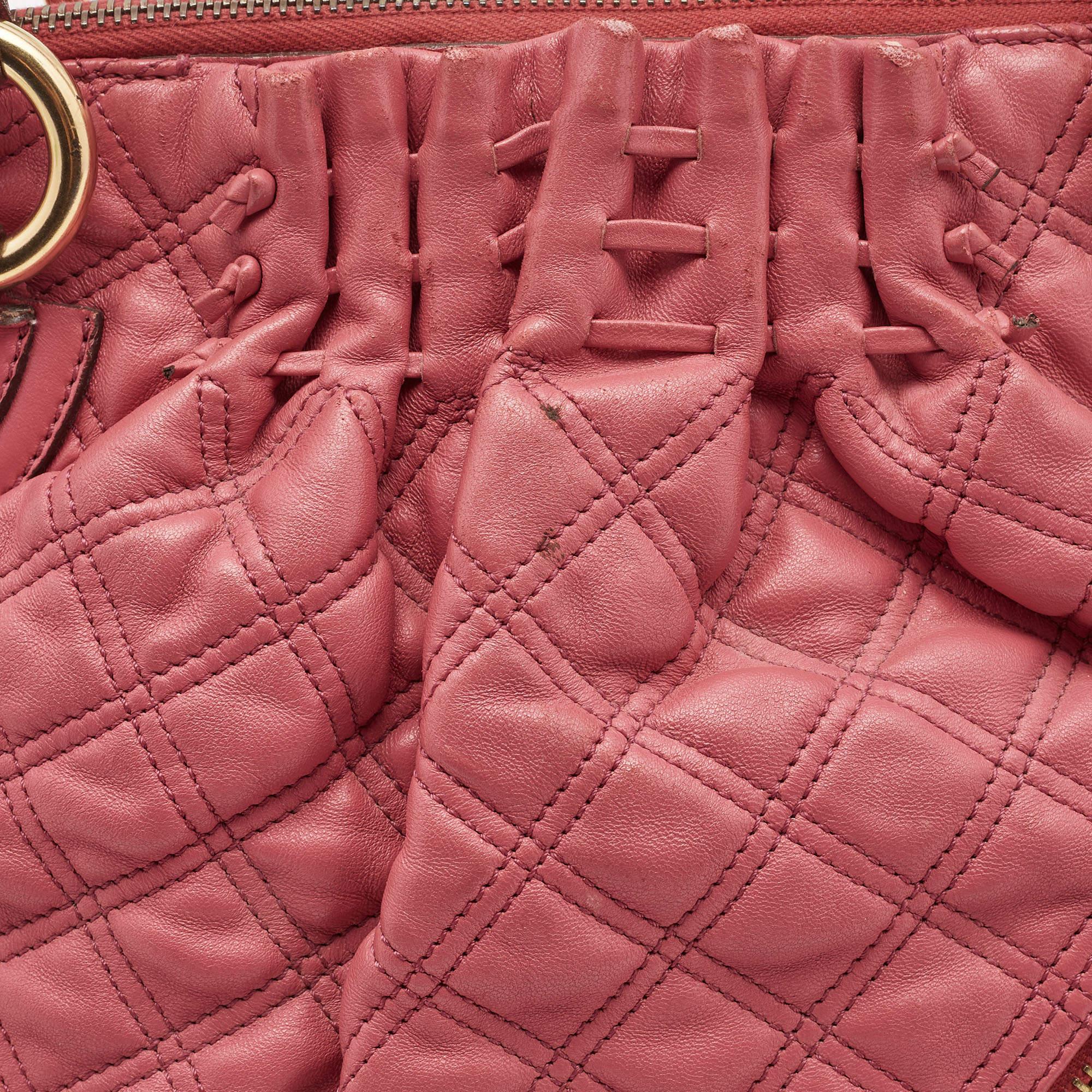 Marc Jacobs Pink Quilted Leather Cecilia Shoulder Bag For Sale 3