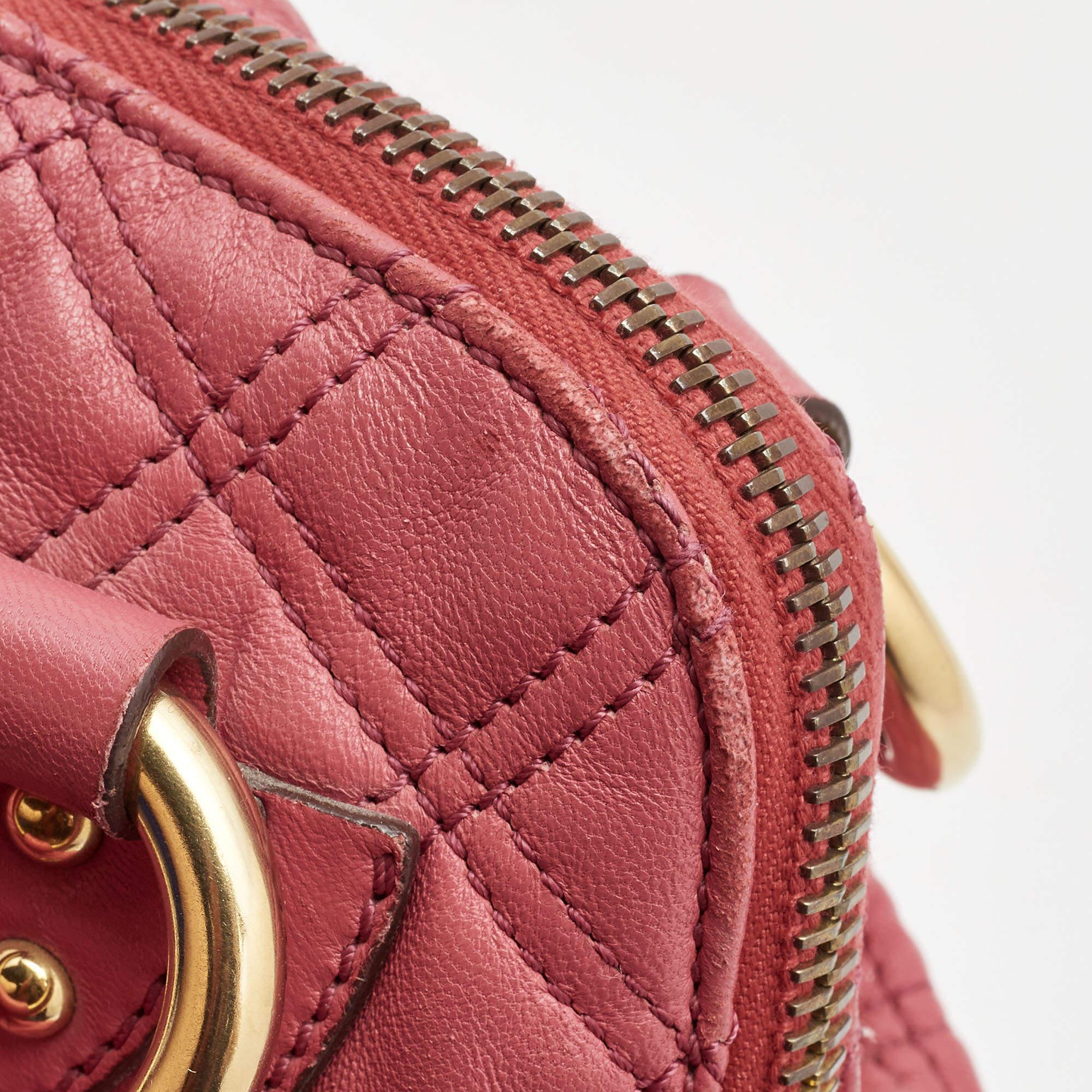 Marc Jacobs - Sac à bandoulière Cecilia en cuir matelassé rose en vente 4