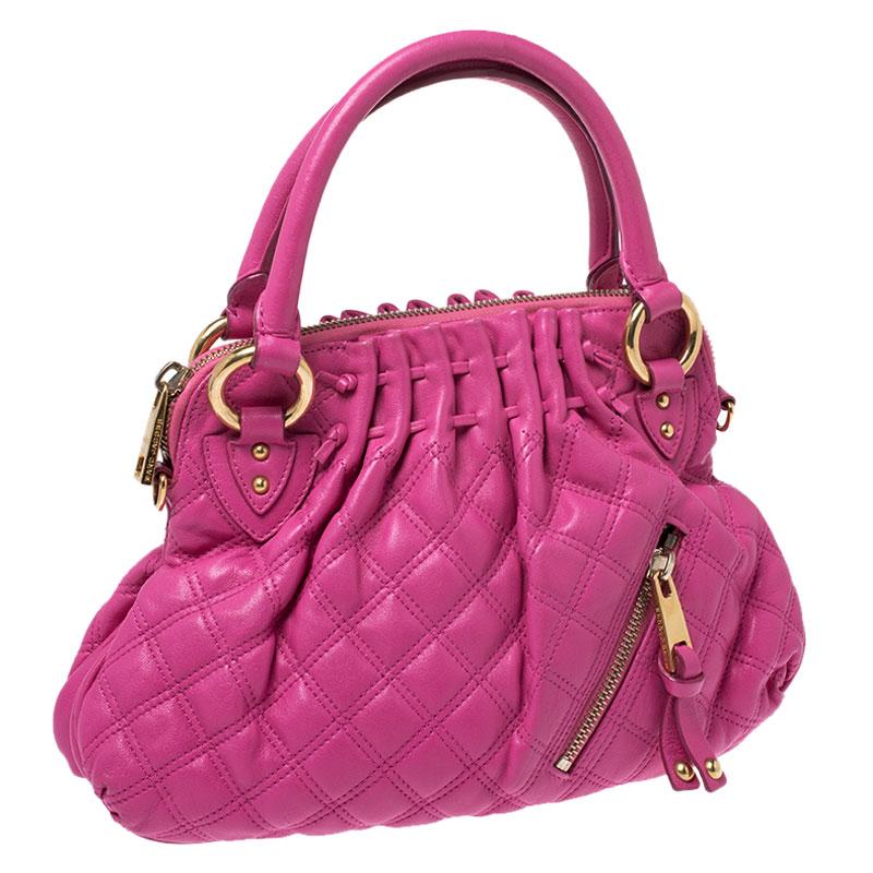 Marc Jacobs Pink Quilted Leather Small Cecilia Satchel In Good Condition In Dubai, Al Qouz 2
