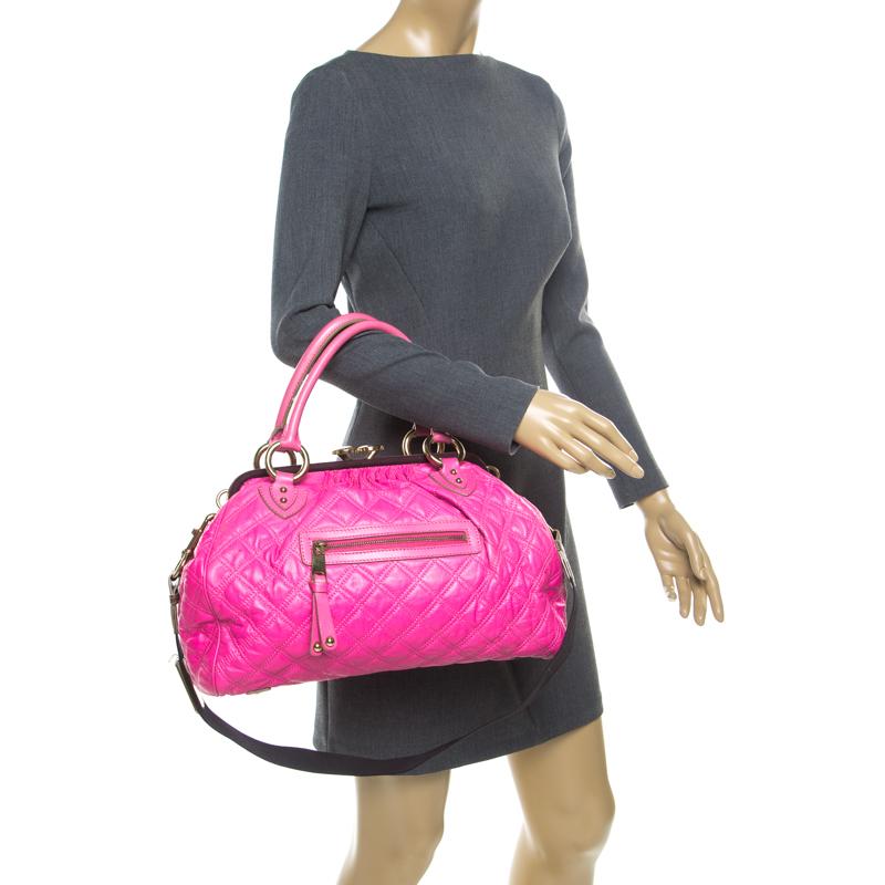 Marc Jacobs Pink Quilted Leather Stam Shoulder Bag In Excellent Condition In Dubai, Al Qouz 2