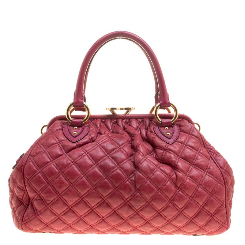 Marc Jacobs Pink Quilted Leather Stam Shoulder Bag In Good Condition In Dubai, Al Qouz 2