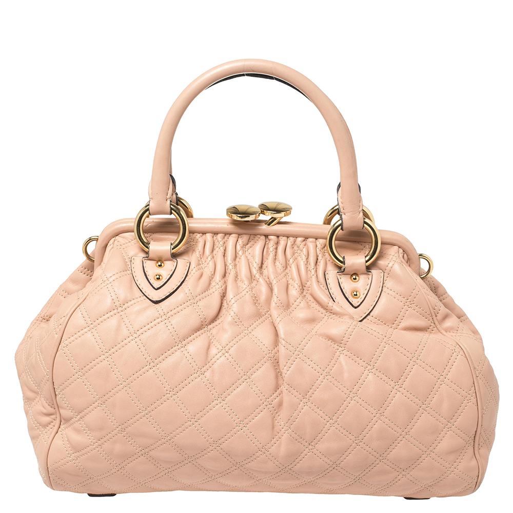 Marc Jacobs Pink Quilted Leather Stam Shoulder Bag In Good Condition In Dubai, Al Qouz 2