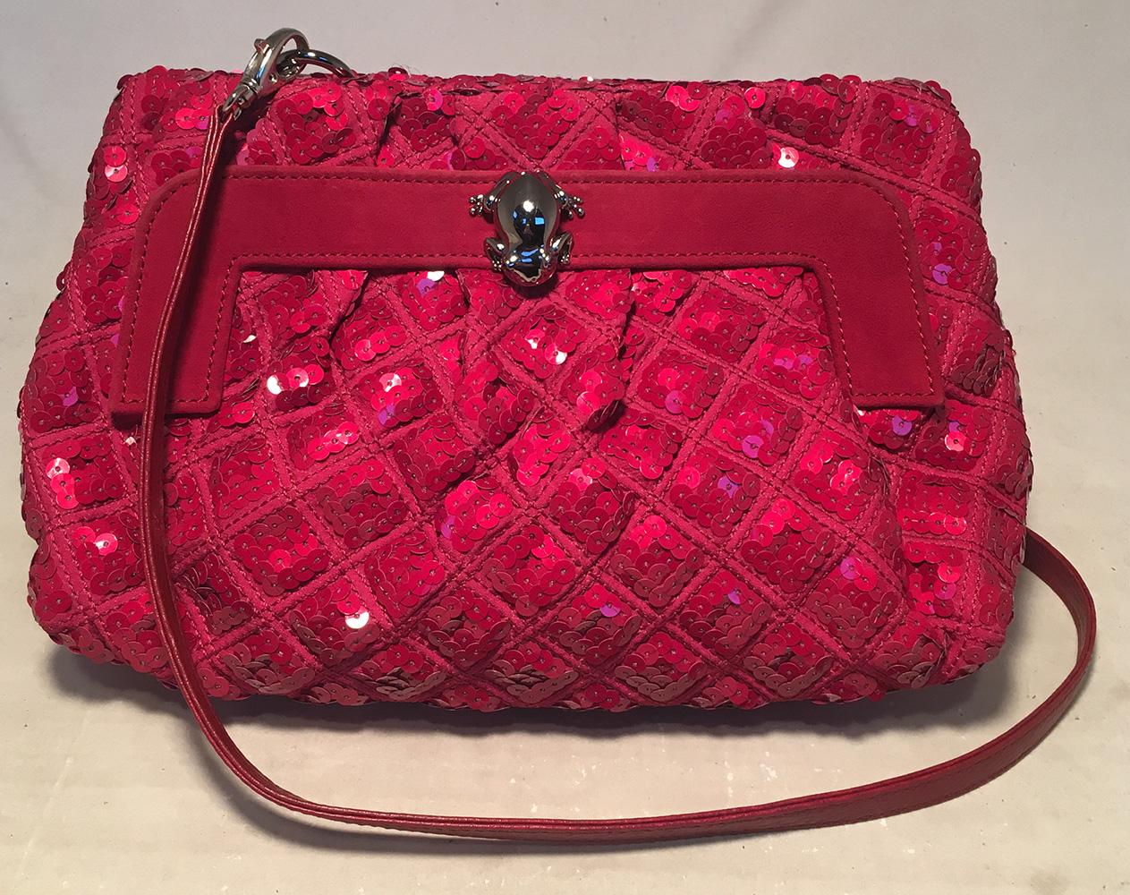Marc Jacobs Pink Sequin Frog Clutch Shoulder Bag  For Sale 1