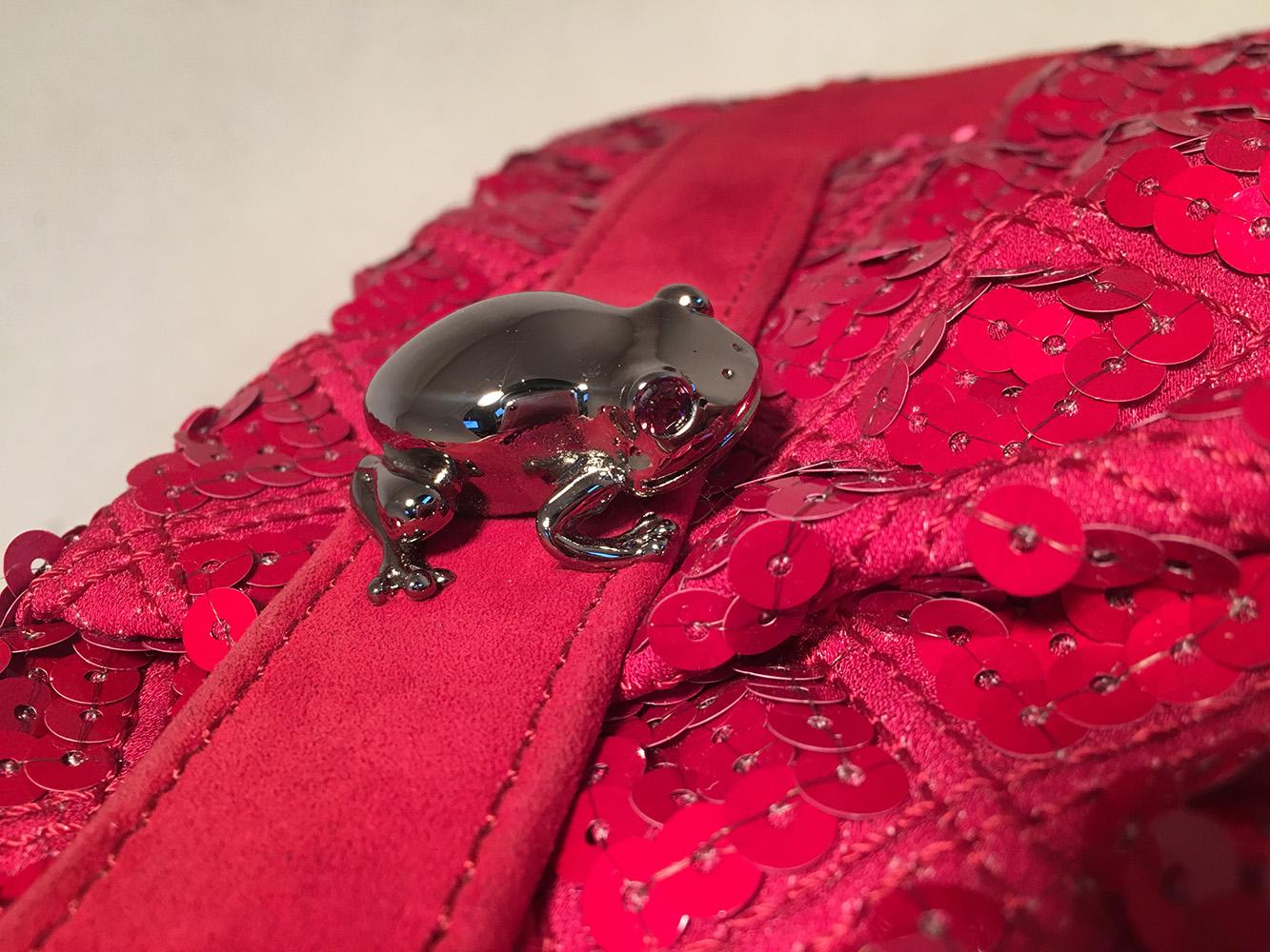Marc Jacobs Pink Sequin Frog Clutch Shoulder Bag  For Sale 2