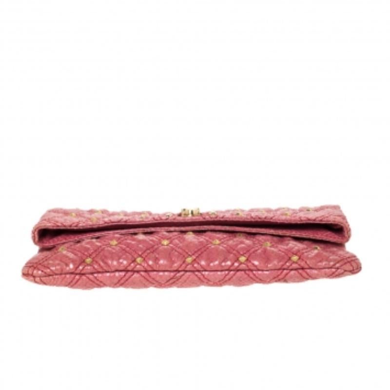 Marc Jacobs Pink Studded Leather Eugenie Clutch en venta 3